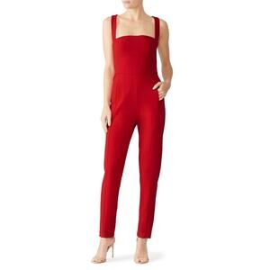Black Halo Red Bene Jumpsuit Red‎ Sleeveless Crisscross Back Size 12